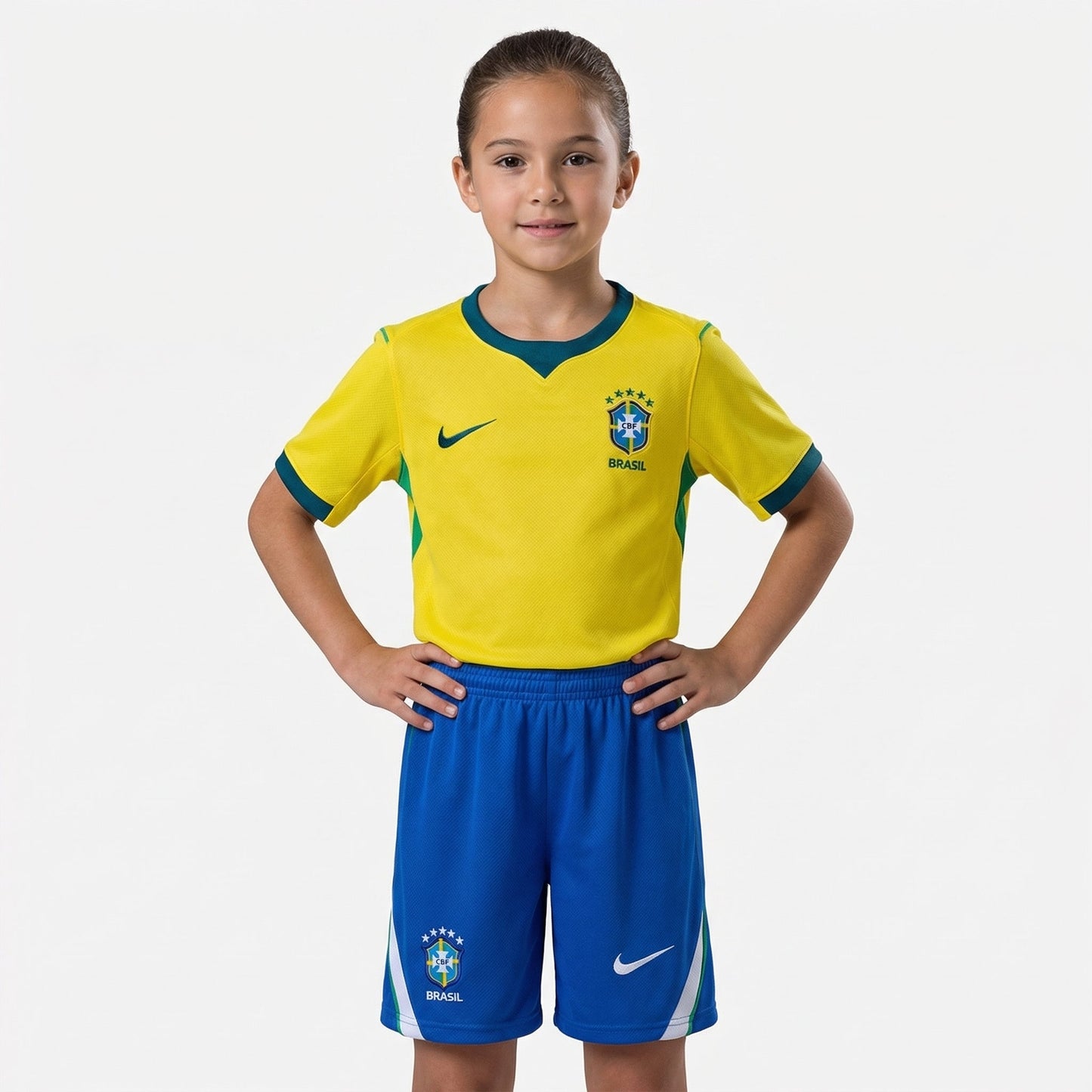 Kit Infantil Brasil Home 26/27 Feminina Nike - Amarela