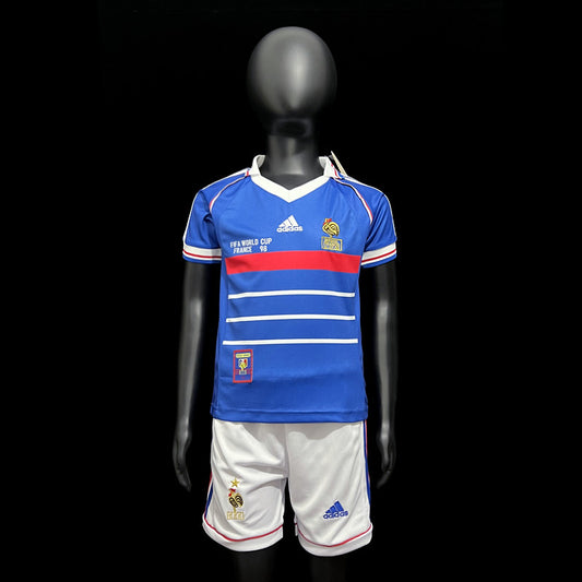 Kit Infantil França Home Retro 1998 Adidas -Azul