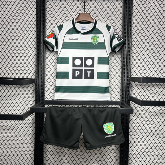 Kit Infantil Sporting Home Retrô 2003 . Reebok - Verde e Branco