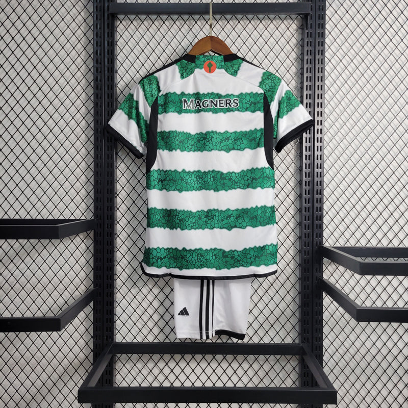 Kit Infantil Celtic Home 23/24  Adidas Unissex - Verde e Branca