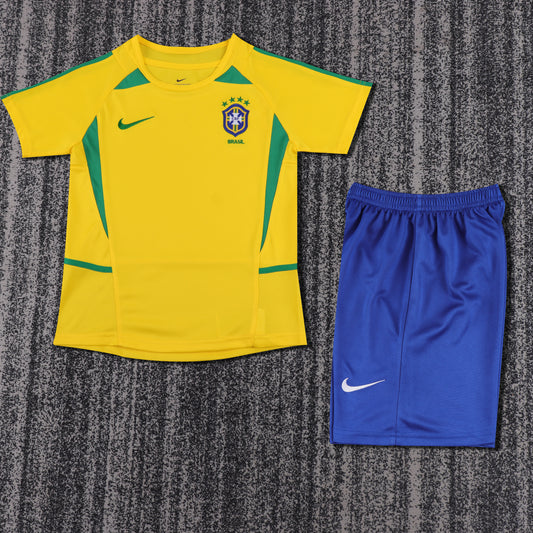 Kit Infantil Brasil Retro Home 2002 Nike - Amarela