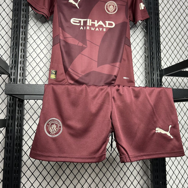 Kit Infantil Manchester City Third 24/25 Unissex Puma - Marrom