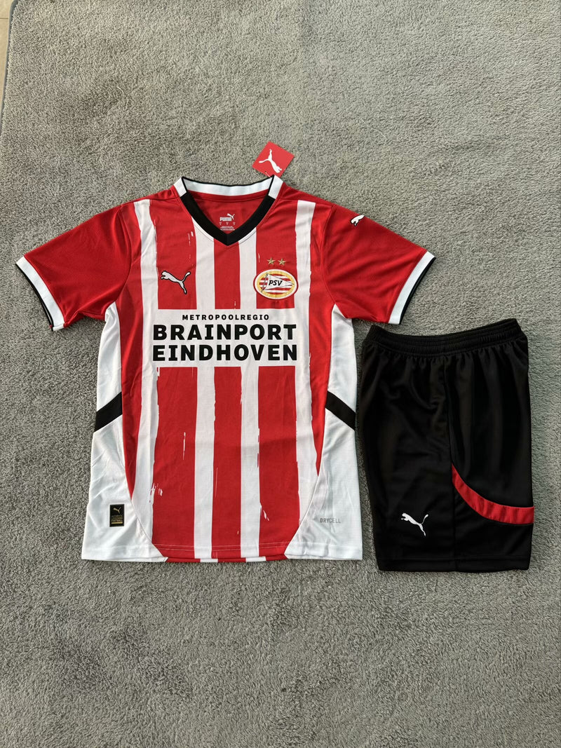 Kit Infantil PSV Home 24/25 Puma Unissex - Vermelho e Branco