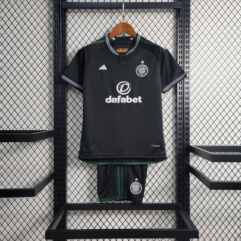 Kit Infantil Celtic Away 23/24 Adidas Unissex - Preto