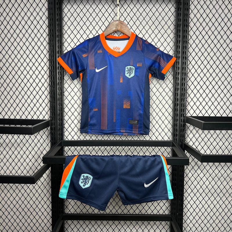 Kit Infantil Holanda Away 24/25 Nike Unissex - Azul Escuro