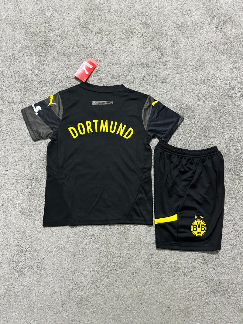 Kit Infantil Borussia Dortmund Away 24/25 Puma Unissex - Preto e Amarelo