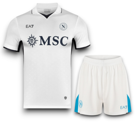 Kit Infantil Napoli Away 24/25 Unissex EA7 - Branco