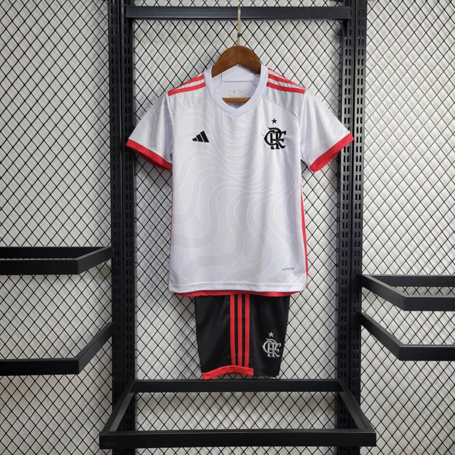 Kit Infantil Flamengo Away 24/25 Adidas Unissex - Branco