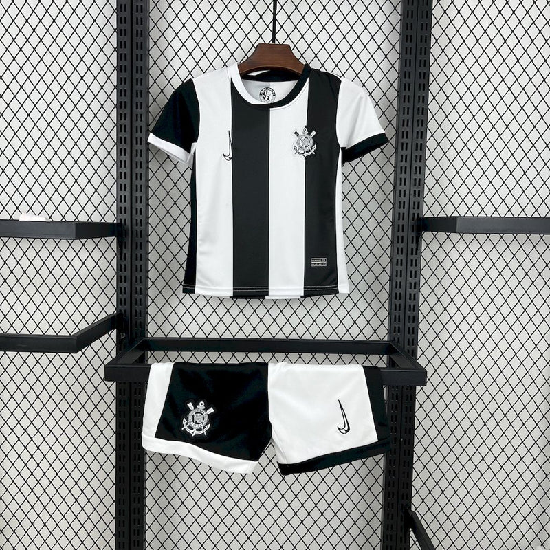 Kit Infantil Corinthians Third 24/25 Camisa + Shorts  Nike Unissex - Preto e Branco