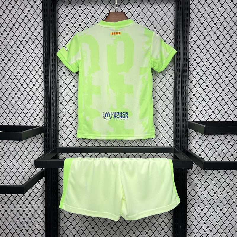 Kit Infantil Barcelona Third 24/25 Camisa + Shorts Nike Unissex - Verde Claro