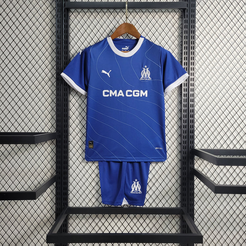 Kit Infantil Olympique De Marseille Away 23/24 Unissex Puma - Azul