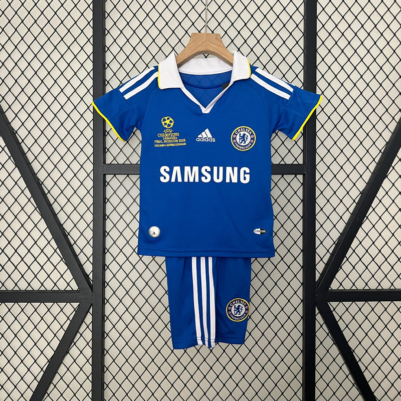 Kit Infantil Chelsea Retrô Home 2008 Camisa + Shorts Nike  Unissex - Azul