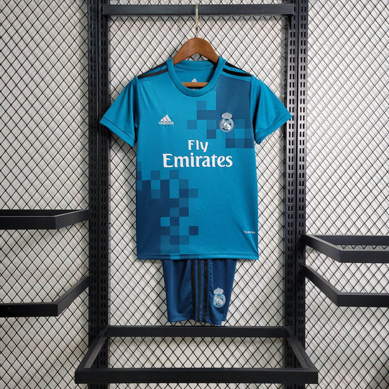 Kit Infantil Real Madrid Retrô Away 2018 Camisa + Shorts Adidas Unissex - Verde