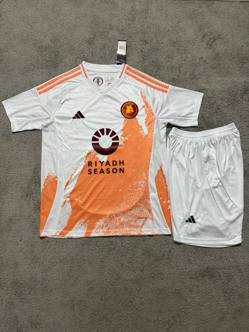 Kit Infantil Roma Away Third 24/25 Unissex Adidas - Branco e Laranja