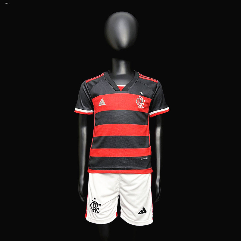 Kit Infantil Flamengo Home 24/25 Adidas Unissex - Vermelho e Preto