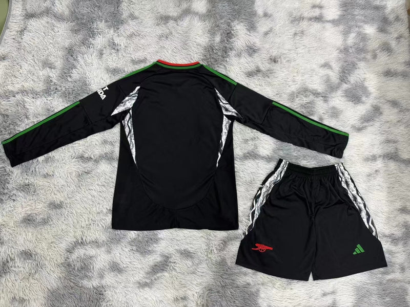 Kit Infantil Arsenal Away Manga Longa 24/25 Unissex Adidas - Preto