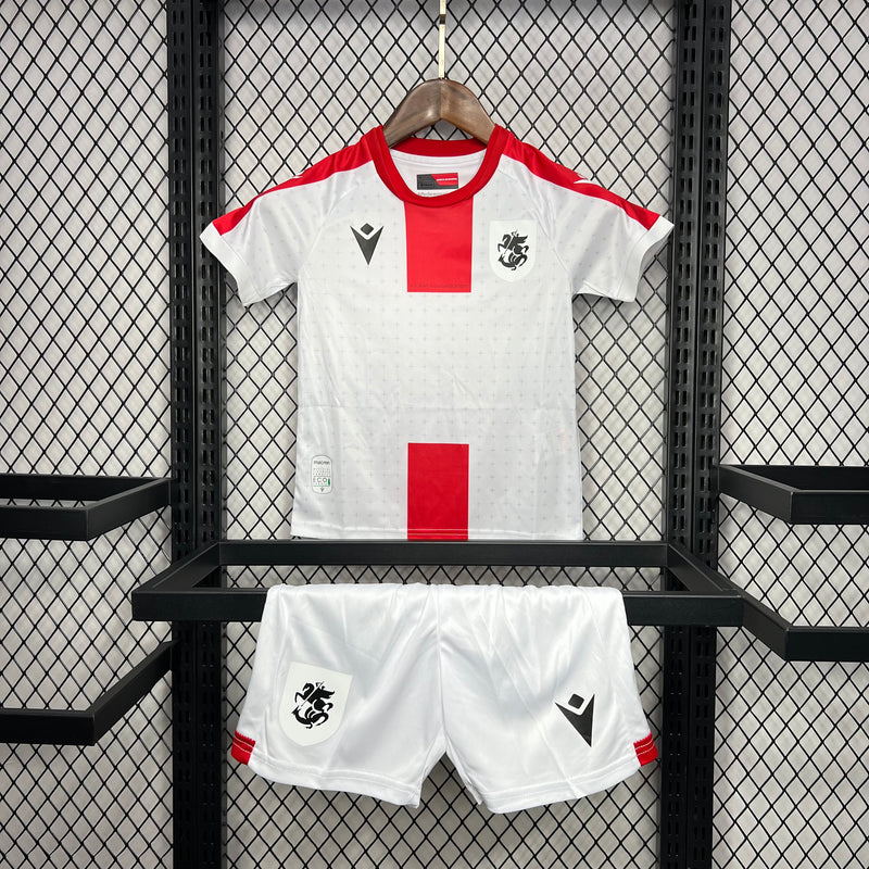 Kit Infantil Georgia Home 24/25 Macron Unissex - Branco e Vermelho