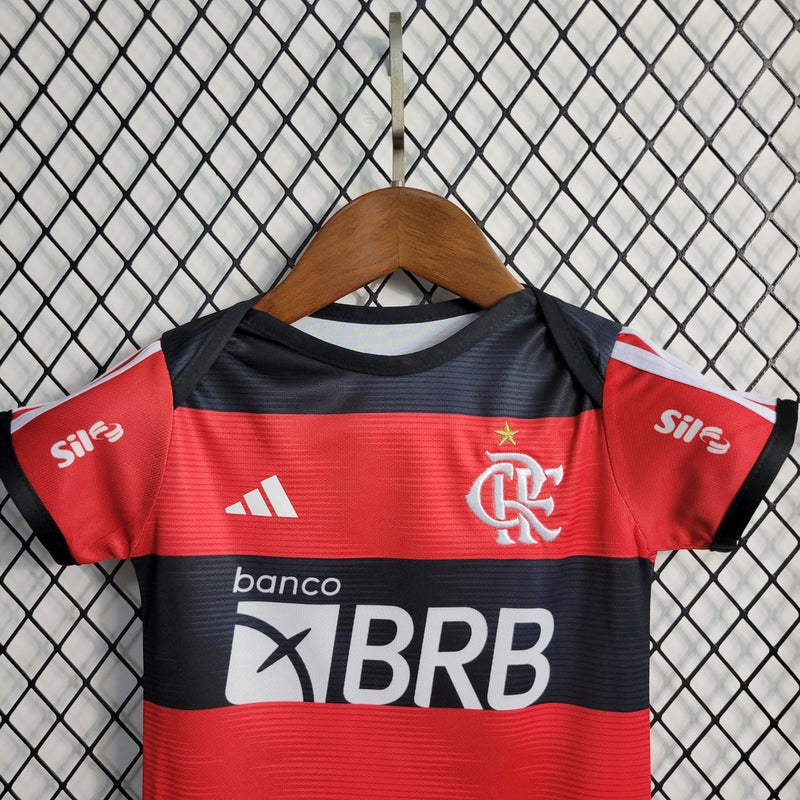 Body Bebê Infantil Flamengo Home 23/24 Adidas Unissex - Vermelho e Preto