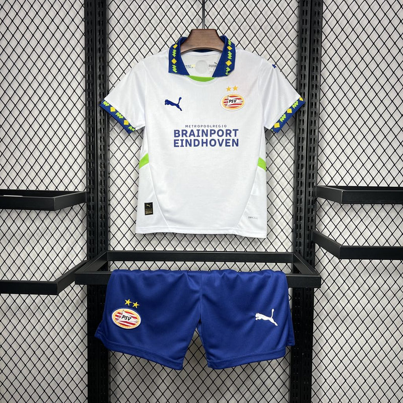 Kit Infantil PSV Away 24/25 Puma Unissex - Branco