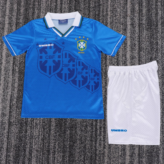 Kit Infantil Brasil Retro Away 1994 Umbro - Azul