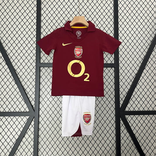 Kit Infantil Arsenal Away Retrô 02/03 Nike - Vermelho Vinho