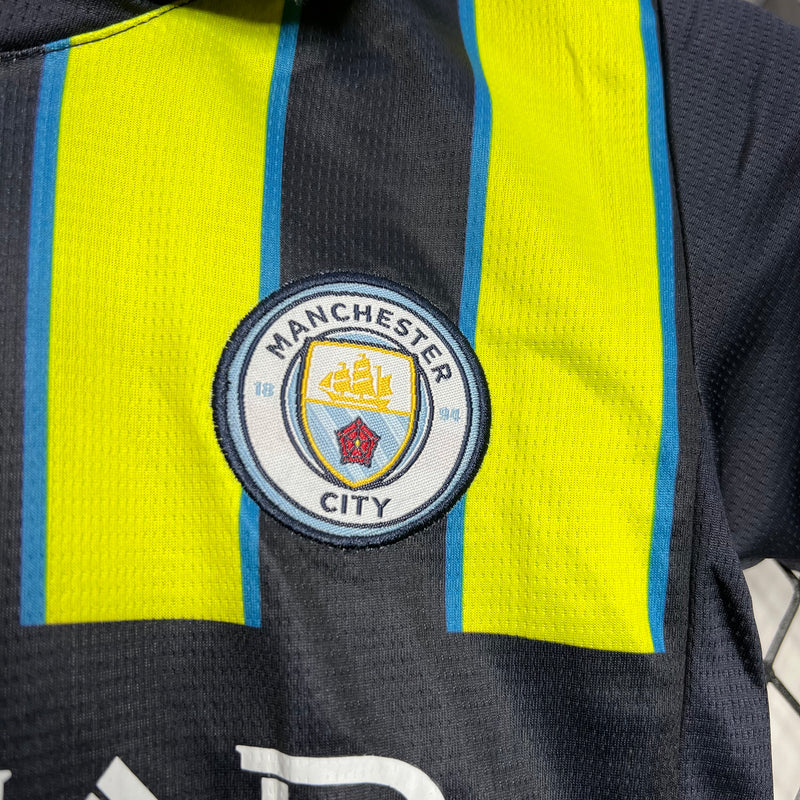 Kit Infantil Manchester City Away 24/25 Unissex Puma - Amarelo e Preto