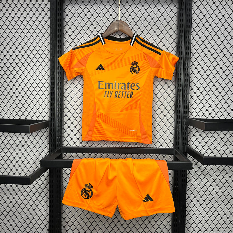 Kit Infantil Real Madrid Away 24/25 Adidas Masculina - Laranja