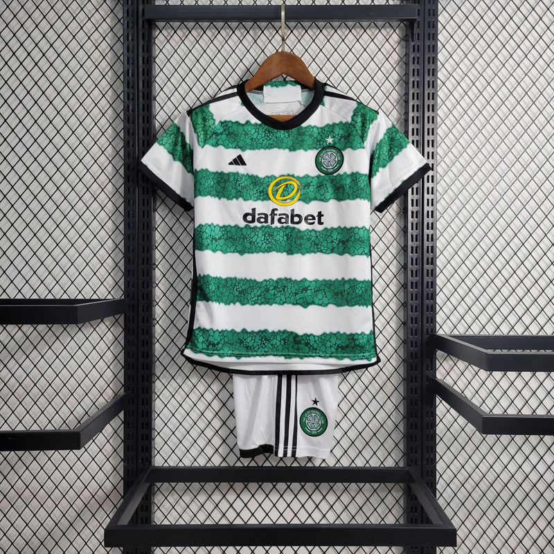 Kit Infantil Celtic Home 23/24  Adidas Unissex - Verde e Branca