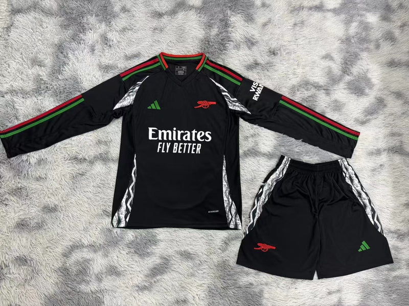 Kit Infantil Arsenal Away Manga Longa 24/25 Unissex Adidas - Preto