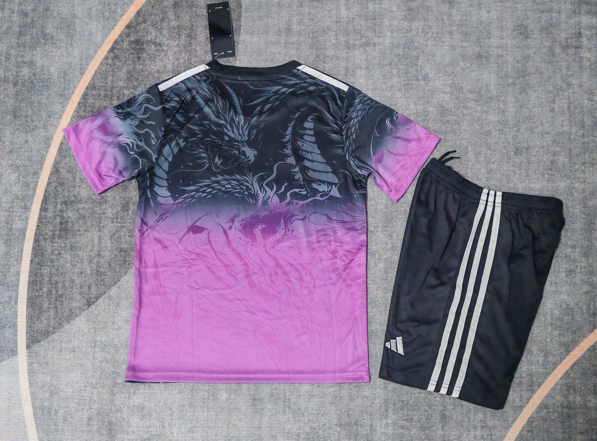 Kit Infantil Real Madrid Edição Especial 25/26 Camisa + Shorts Adidas Unissex - Preto e Roxo