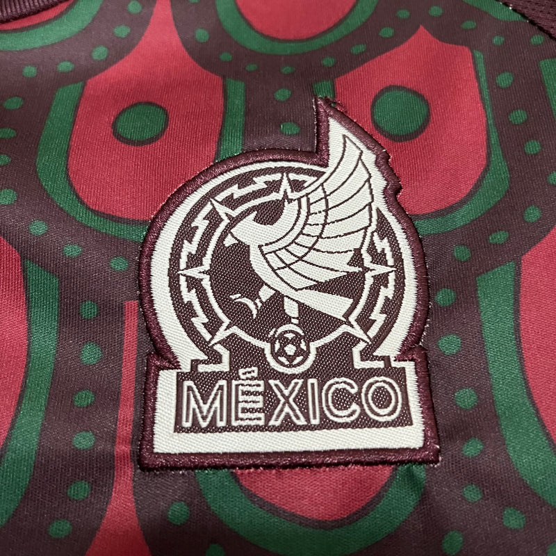 Kit Infantil México Away 24/25 Adidas Masculina - Vermelho e Preto