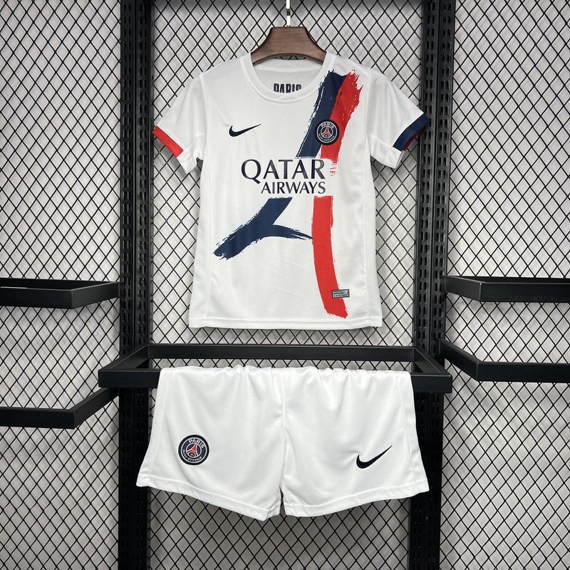 Kit Infantil PSG Away 24/25 Unissex Nike  - Branca