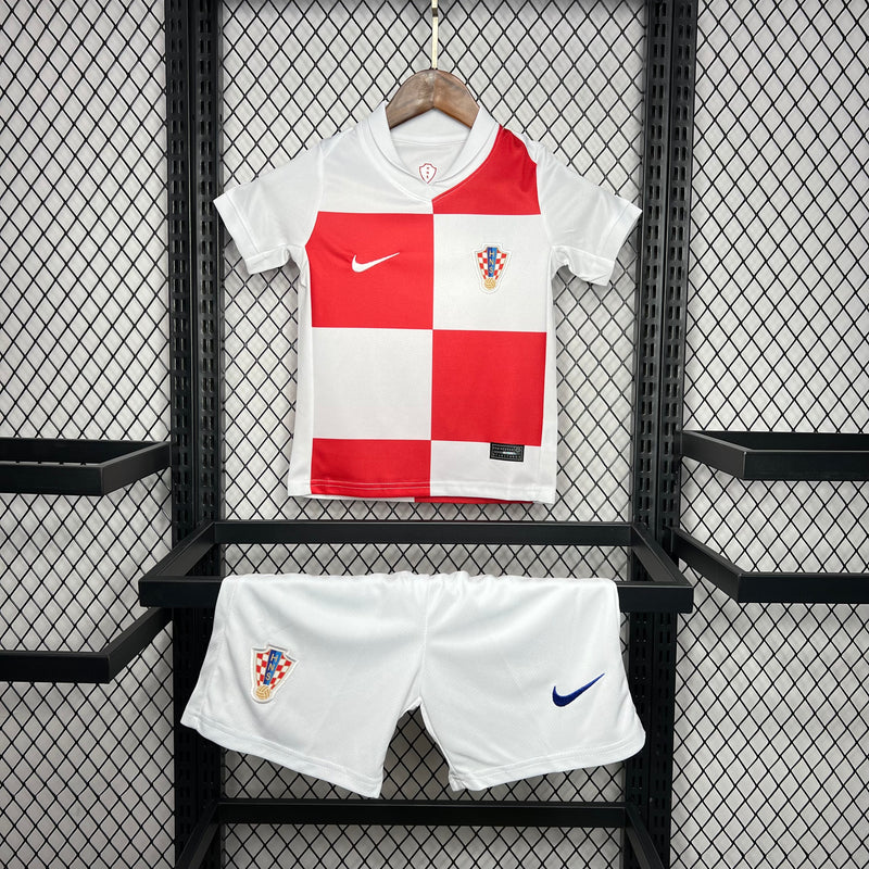 Kit Infantil Croácia Home 24/25 Nike Unissex - Branco e Vermelho