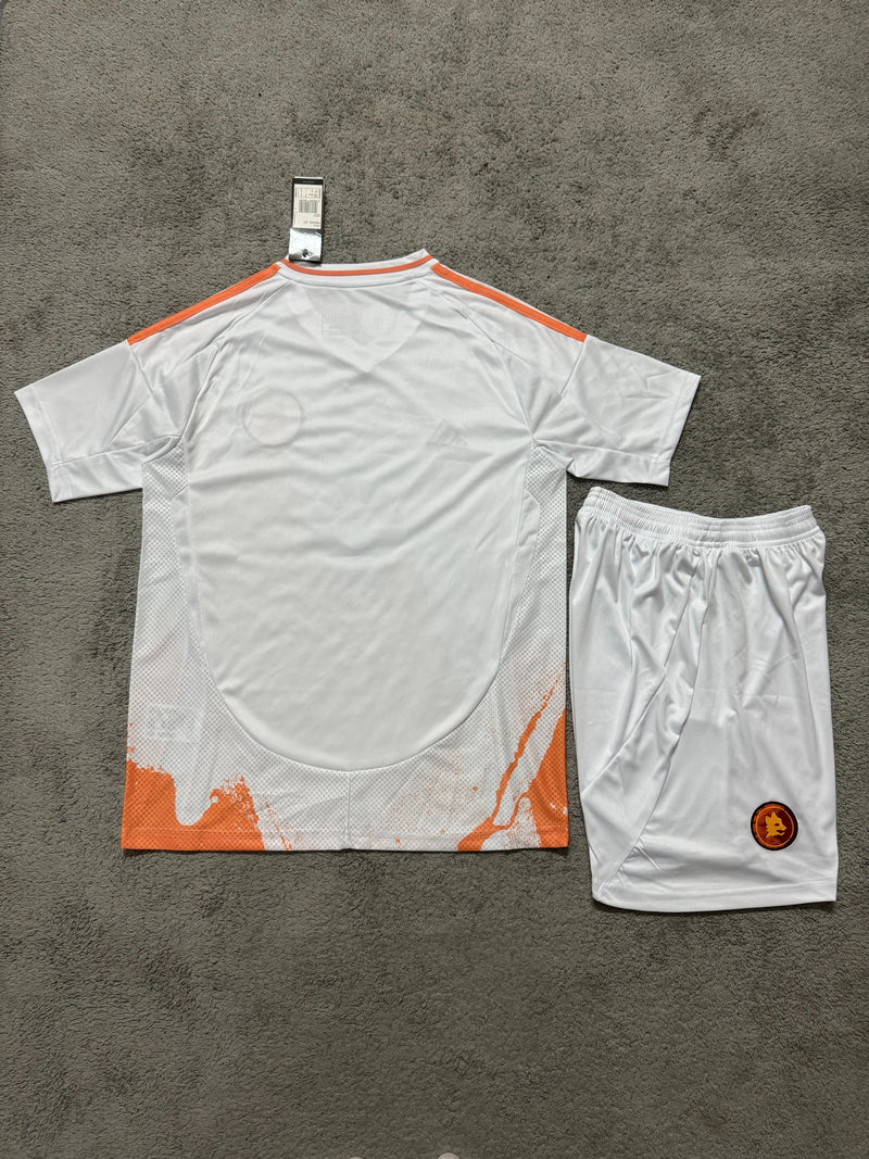 Kit Infantil Roma Away Third 24/25 Unissex Adidas - Branco e Laranja