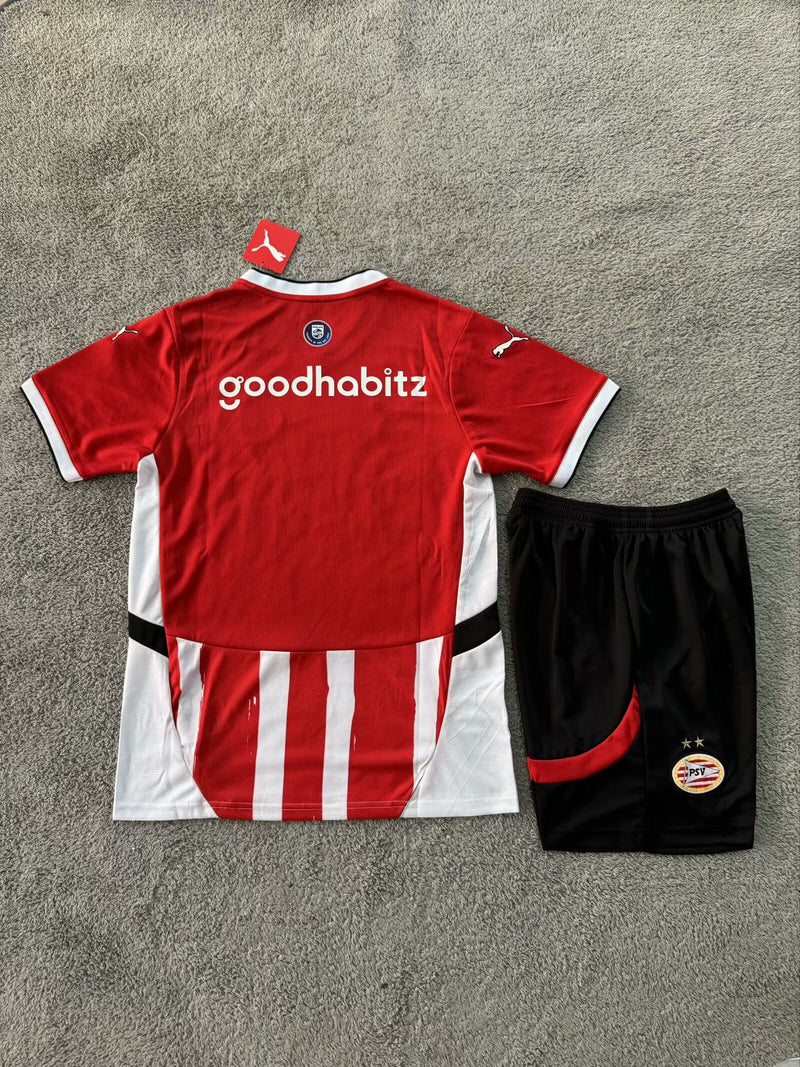 Kit Infantil PSV Home 24/25 Puma Unissex - Vermelho e Branco