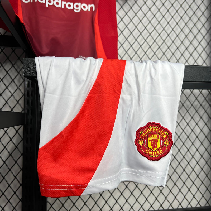 Kit infantil Manchester United Home 24/25 Unissex Adidas - Vermelho