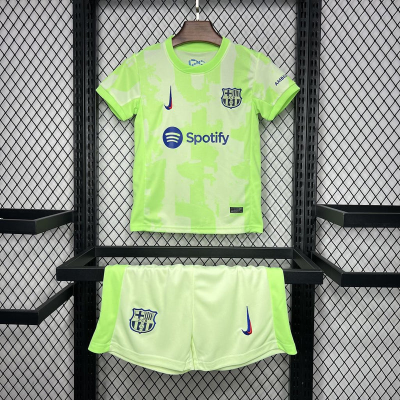 Kit Infantil Barcelona Third 24/25 Camisa + Shorts Nike Unissex - Verde Claro