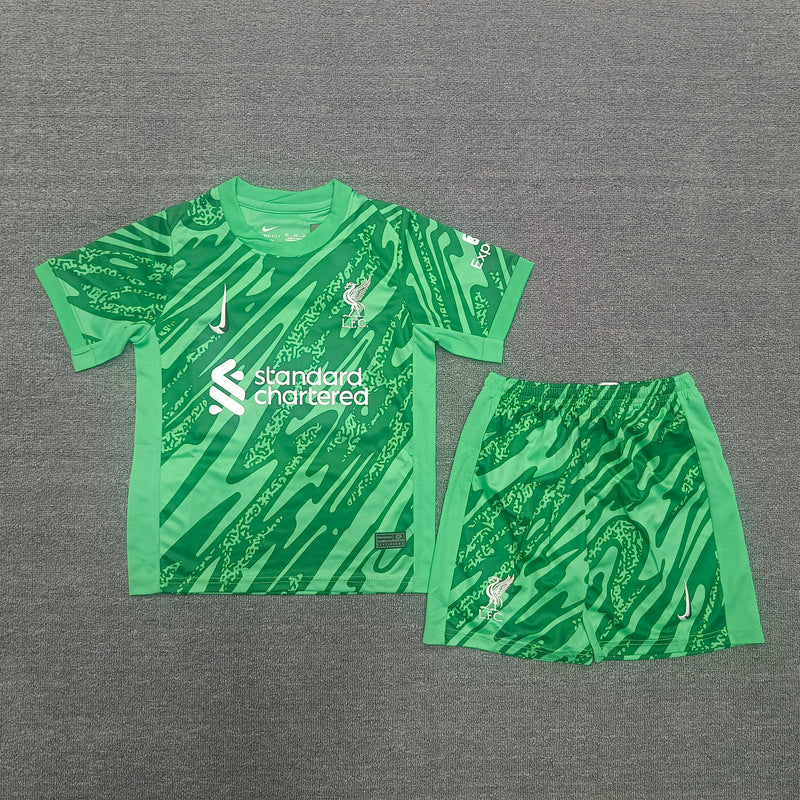 Kit Infantil Liverpool Goleiro 24/25 Camisa + Shorts Nike Unissex - Verde