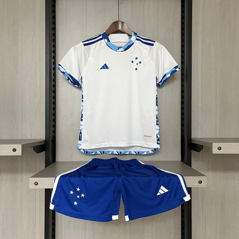 Kit Infantil Cruzeiro Away 24/25  Unissex Adidas Masculino - Branco