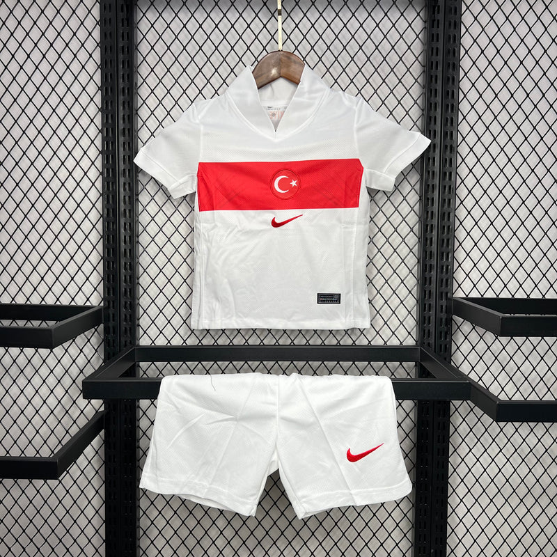 Kit Infantil Turquia Away 24/25 Nike Unissex - Branco e Vermelho