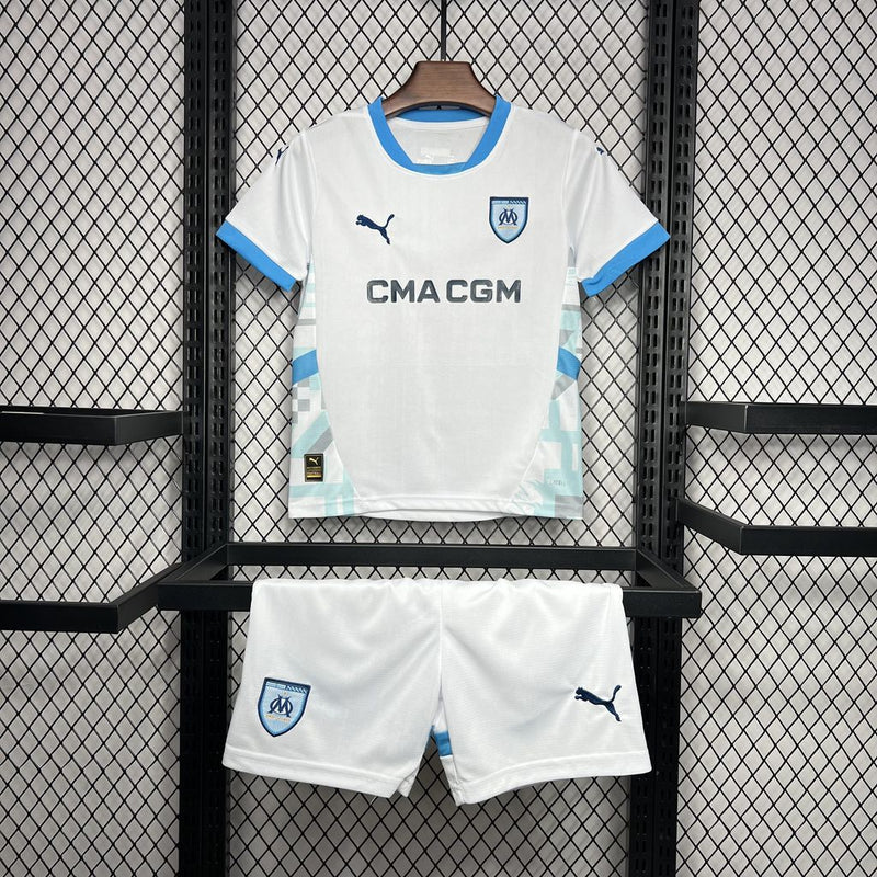 Kit Infantil Olympique De Marseille Home 24/25 Unissex Puma - Branco