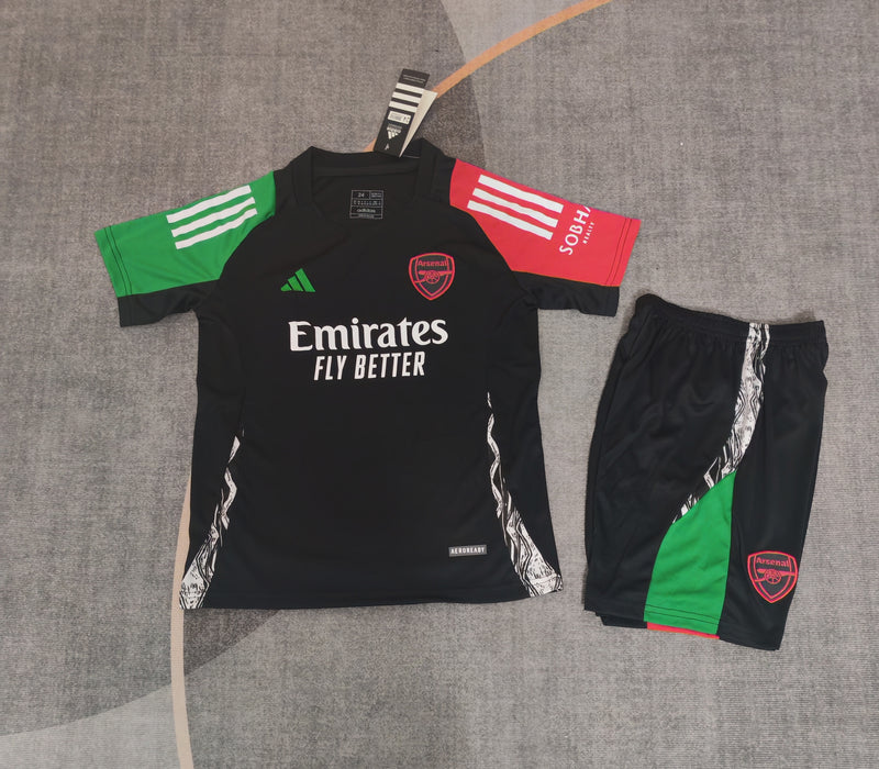 Kit Infantil Arsenal Treino 24/25 Camisa + Shorts Adidas Unissex - Preto