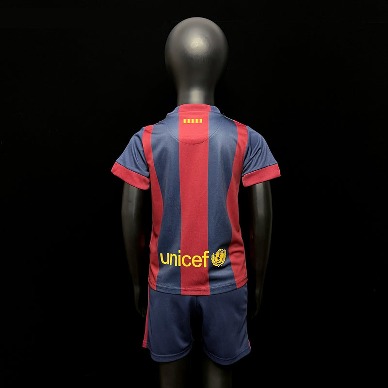 Kit Infantil Barcelona Retrô Home 2015 Camisa + Shorts Nike  Unissex - Grená