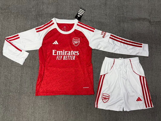 Kit Infantil Arsenal Home Manga Longa 25/26 . Adidas - Vermelho e Branco