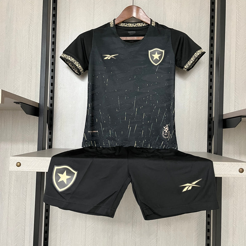 Kit Infantil Botafogo Away 24/25 Reebok Unissex - Preta e Dourado