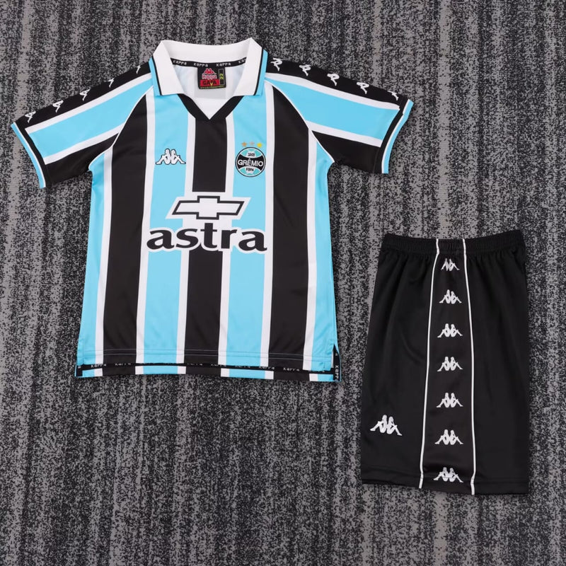 Kit Infantil Grêmio Home Retrô 2000 Kappa  Unissex - Tricolor