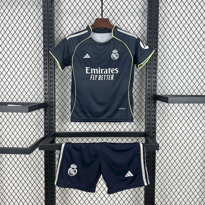 Kit Infantil Real Madrid Away 25/26 Adidas Masculina - Preto