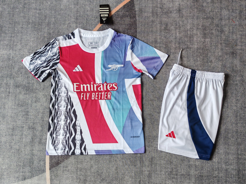 Kit Infantil Arsenal Pré Jogo 24/25 Camisa + Shorts Adidas Unissex - Colorido