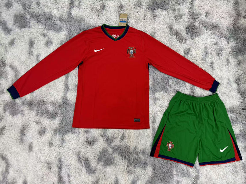 Kit Infantil Portugal Home Manga Longa 24/25 Nike Unissex - Vermelho