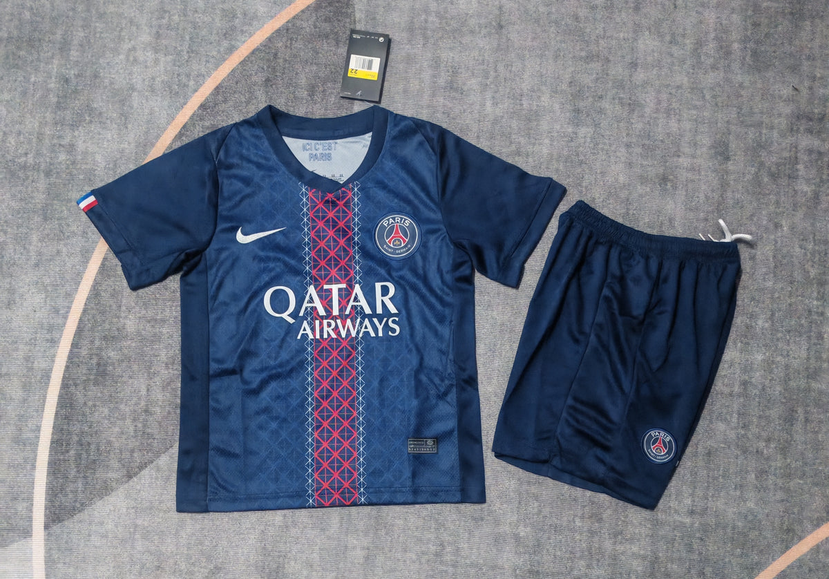 Kit Infantil PSG Home 25/26 Unissex Nike  - Azul e Vermelho